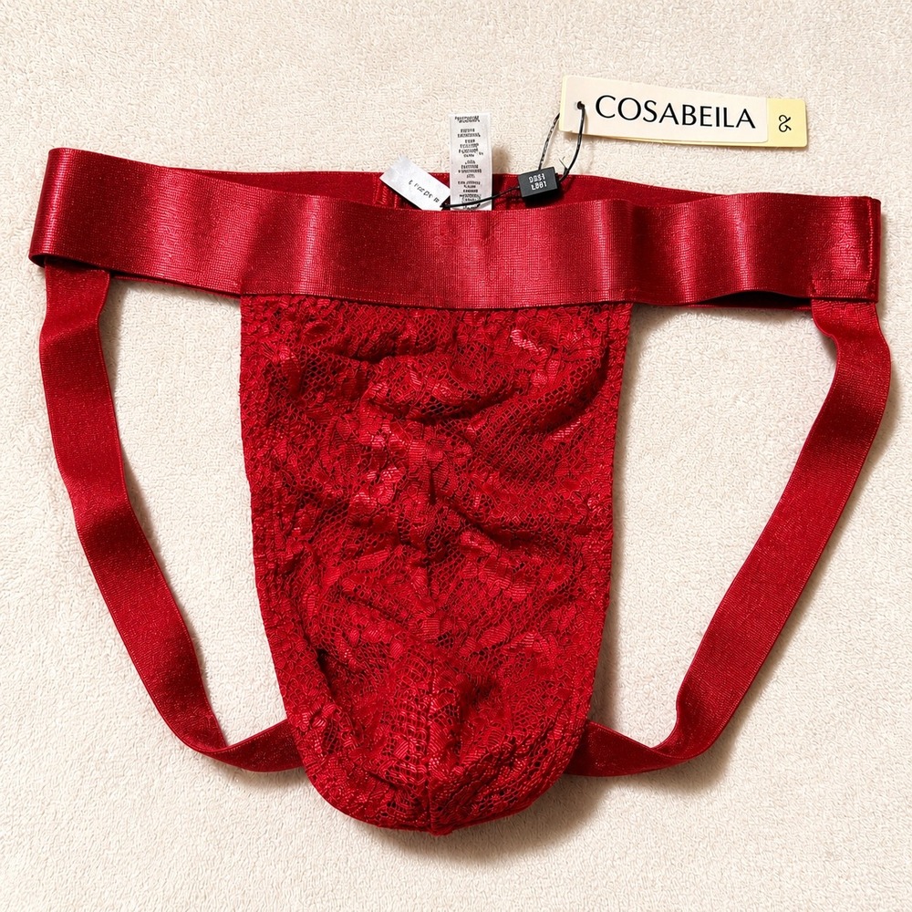 COSABELLA Men's Jock Strap Lace Underwear Mystic Red - Size M / NWT